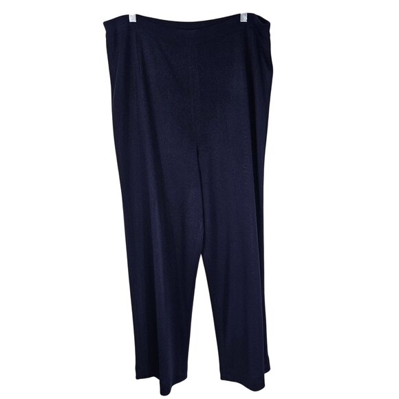 Exclusively Misook Navy Pull On Knit Pants 1X Straight Ankle Office Minimalist - Picture 1 of 8